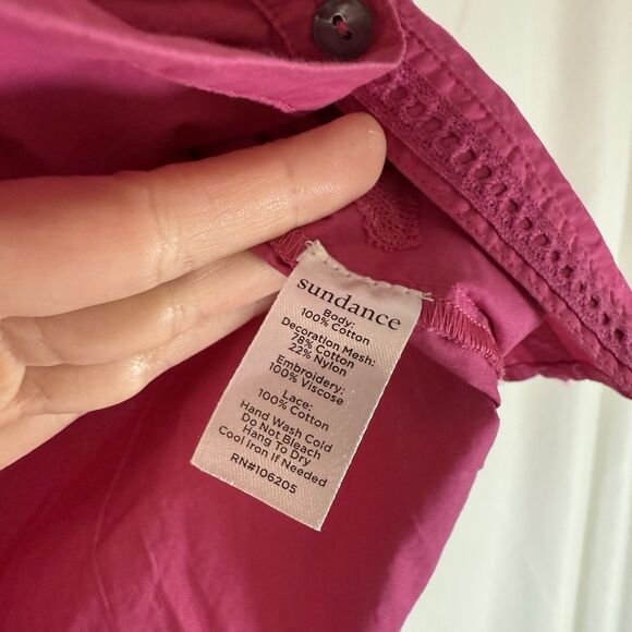 New Sundance Blouse Women's Small Pink Embroidered Lace Button Up Long Sleeve - Picture 8 of 13